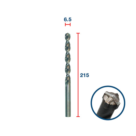 ดอกสว่าน HSS ก้านตรง, ยาวพิเศษ DIN 1869 ขนาด 6.5x215 mm.