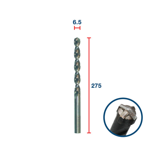 ดอกสว่าน HSS ก้านตรง, ยาวพิเศษ DIN 1869 ขนาด 6.5x275 mm.