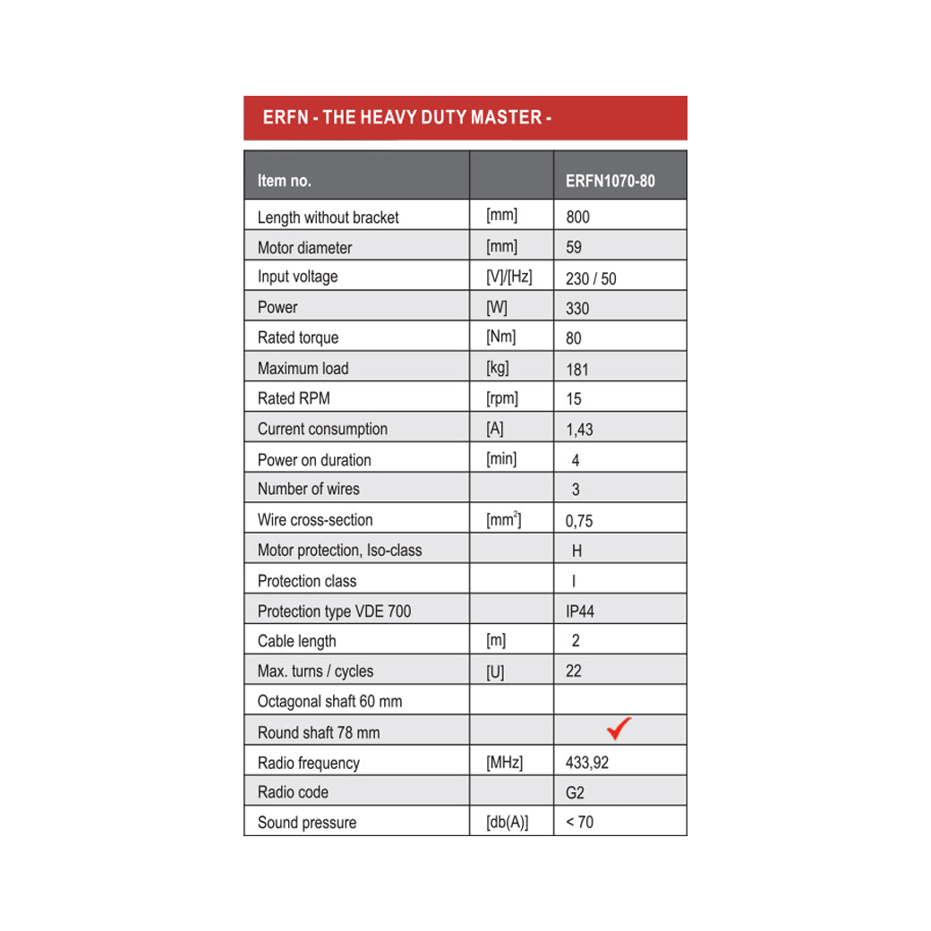 ERFN1070-80-BI | มอเตอร์กันสาดไฟฟ้า | ม่านม้วนไฟฟ้าภายนอก | ประตูม้วนไฟฟ้า