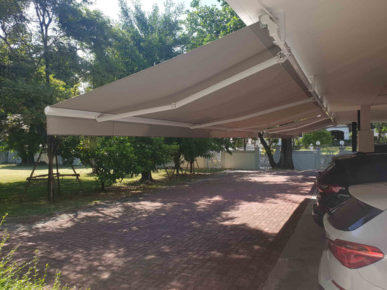 กันสาดไฟฟ้าแขนยื่นพับเก็บได้ motorized awnings มอเตอร์ heicko แบรนด์เยอรมัน