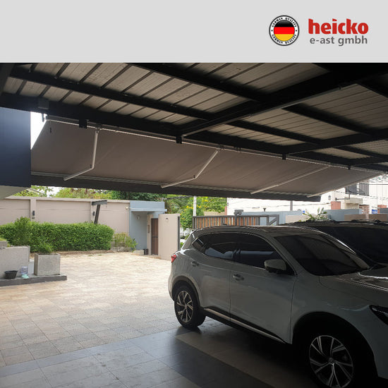 กันสาดไฟฟ้าแขนยื่นพับเก็บได้ motorized retractable awning มอเตอร์ heicko แบรนด์เยอรมัน