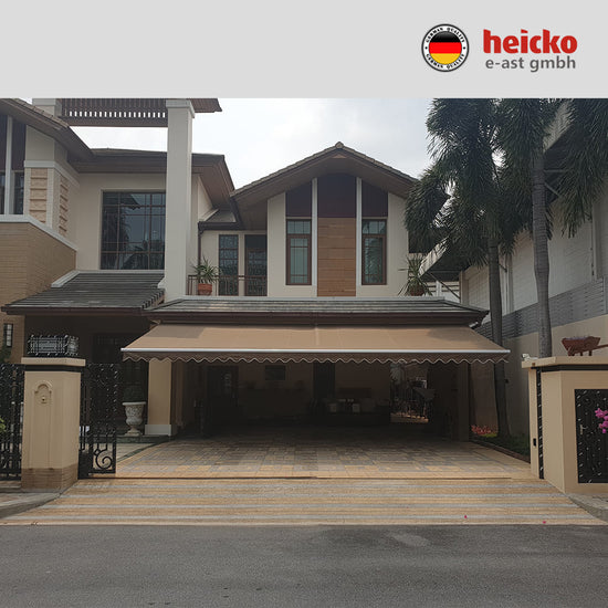 กันสาดไฟฟ้าแขนยื่นพับเก็บได้ motorized retractable awning มอเตอร์ heicko แบรนด์เยอรมัน