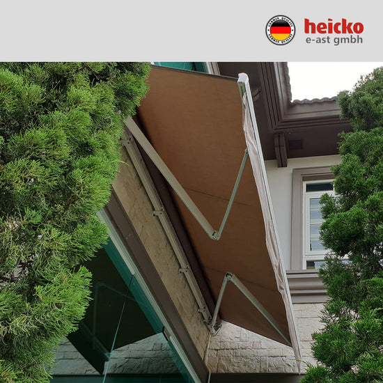 กันสาดไฟฟ้าแขนยื่นพับเก็บได้ motorized retractable awning มอเตอร์ heicko แบรนด์เยอรมัน