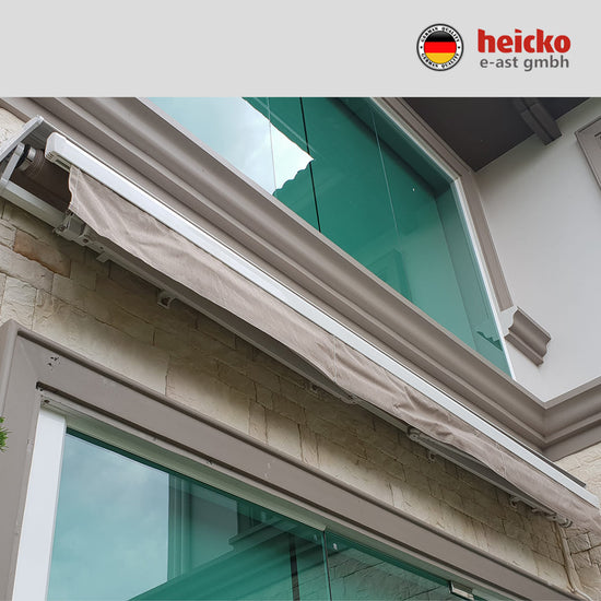 กันสาดไฟฟ้าแขนยื่นพับเก็บได้ motorized retractable awning มอเตอร์ heicko แบรนด์เยอรมัน