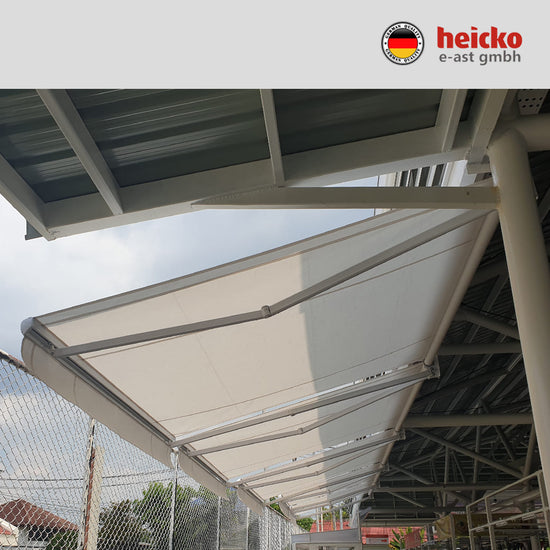 กันสาดไฟฟ้าแขนยื่นพับเก็บได้ motorized retractable awning มอเตอร์ heicko แบรนด์เยอรมัน