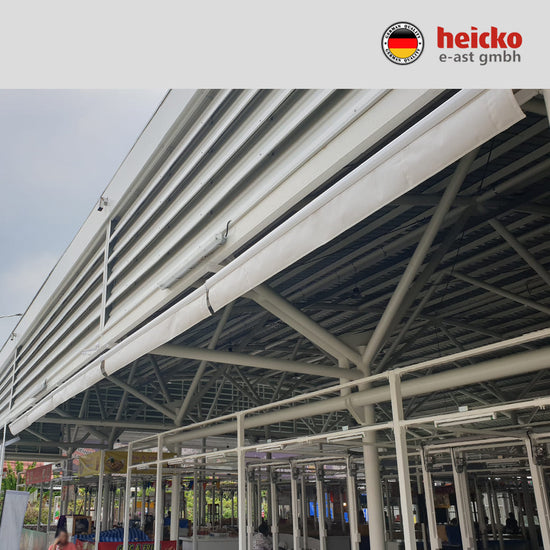 กันสาดไฟฟ้าแขนยื่นพับเก็บได้ motorized retractable awning มอเตอร์ heicko แบรนด์เยอรมัน