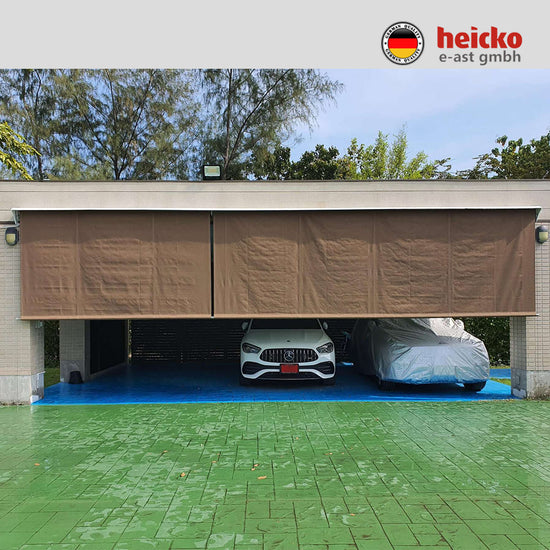 กันสาดไฟฟ้าแนวดิ่ง หรือ ม่านม้วนไฟฟ้าภายนอก outdoor blinds มอเตอร์ heicko แบรนด์เยอรมัน