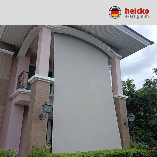 กันสาดไฟฟ้าแนวดิ่ง หรือ ม่านม้วนไฟฟ้าภายนอก outdoor blinds มอเตอร์ heicko แบรนด์เยอรมัน