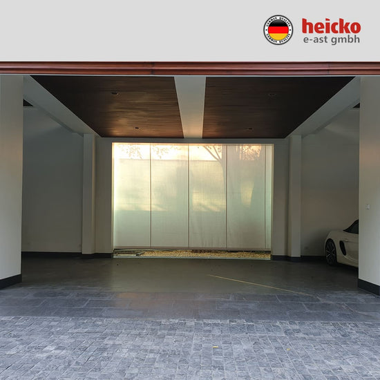 กันสาดไฟฟ้าแนวดิ่ง หรือ ม่านม้วนไฟฟ้าภายนอก outdoor blinds มอเตอร์ heicko แบรนด์เยอรมัน