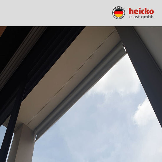 กันสาดไฟฟ้าแนวดิ่ง หรือ ม่านม้วนไฟฟ้าภายนอก outdoor blinds มอเตอร์ heicko แบรนด์เยอรมัน