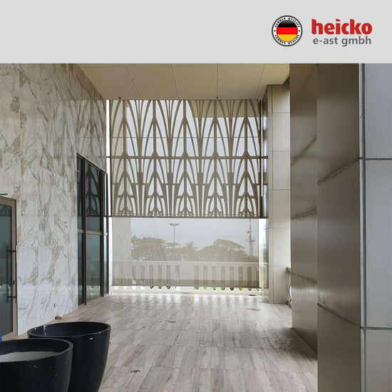 กันสาดไฟฟ้าแนวดิ่ง หรือ ม่านม้วนไฟฟ้าภายนอก outdoor blinds มอเตอร์ heicko แบรนด์เยอรมัน