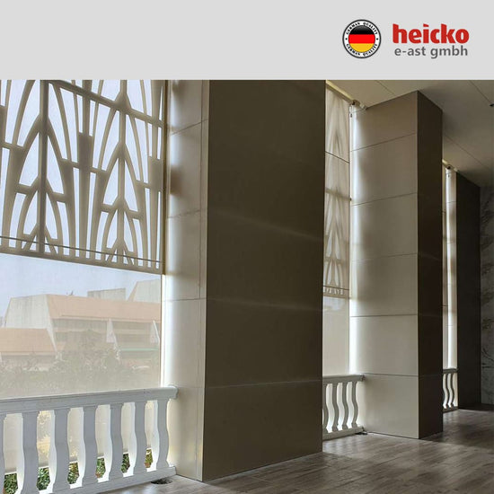 กันสาดไฟฟ้าแนวดิ่ง หรือ ม่านม้วนไฟฟ้าภายนอก outdoor blinds มอเตอร์ heicko แบรนด์เยอรมัน