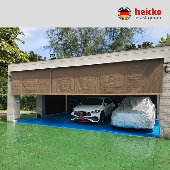 กันสาดไฟฟ้าแนวดิ่ง หรือ ม่านม้วนไฟฟ้าภายนอก outdoor blinds มอเตอร์ heicko แบรนด์เยอรมัน