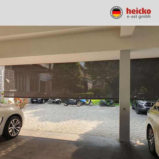 กันสาดไฟฟ้าแนวดิ่ง หรือ ม่านม้วนไฟฟ้าภายนอก outdoor blinds มอเตอร์ heicko แบรนด์เยอรมัน