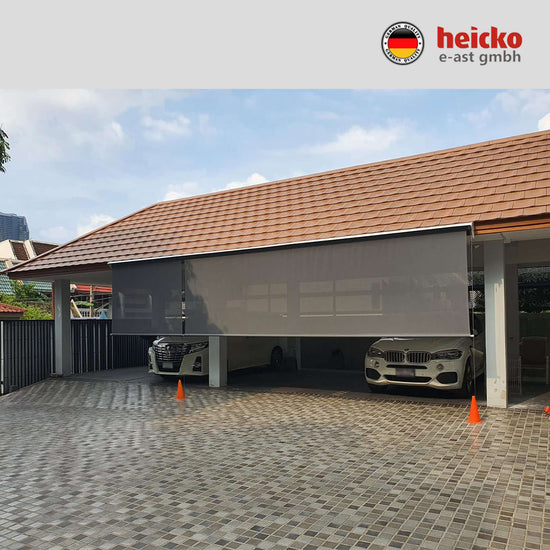 กันสาดไฟฟ้าแนวดิ่ง หรือ ม่านม้วนไฟฟ้าภายนอก outdoor blinds มอเตอร์ heicko แบรนด์เยอรมัน