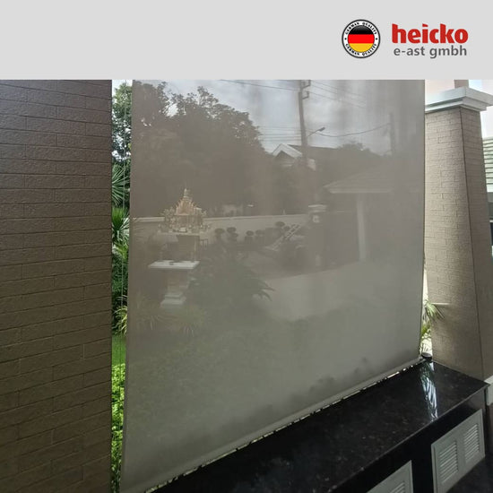 กันสาดไฟฟ้าแนวดิ่ง หรือ ม่านม้วนไฟฟ้าภายนอก outdoor blinds มอเตอร์ heicko แบรนด์เยอรมัน